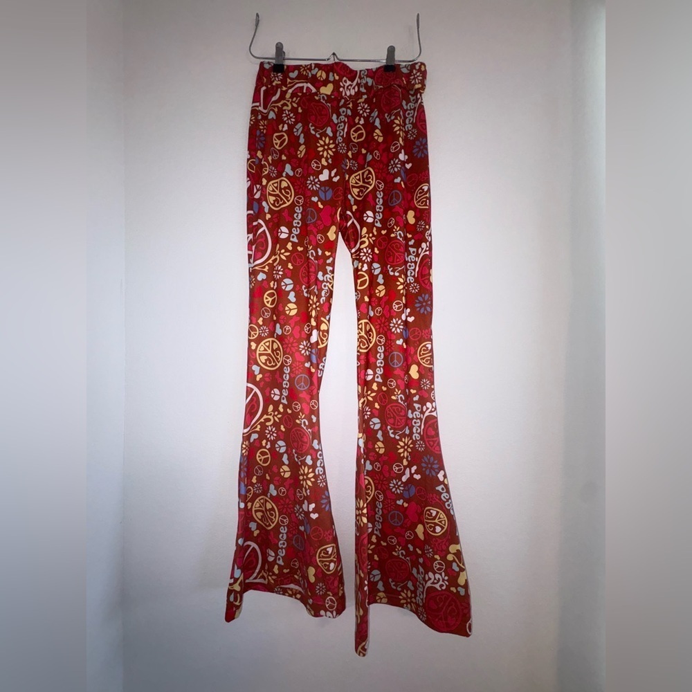 Retro Peace Sign Flare Pants 70’s Hippie Costume Halloween - Picture 4 of 8